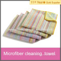 Stock microfiber cleaning cloth with dope dyed yarn